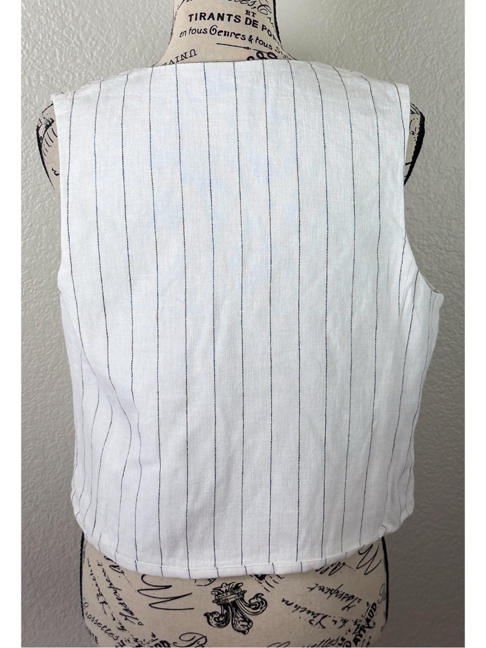 Rachel Zoe white Linen Blend Pinstripe Vest Tailored Professional Old Money - Picture 4 of 11